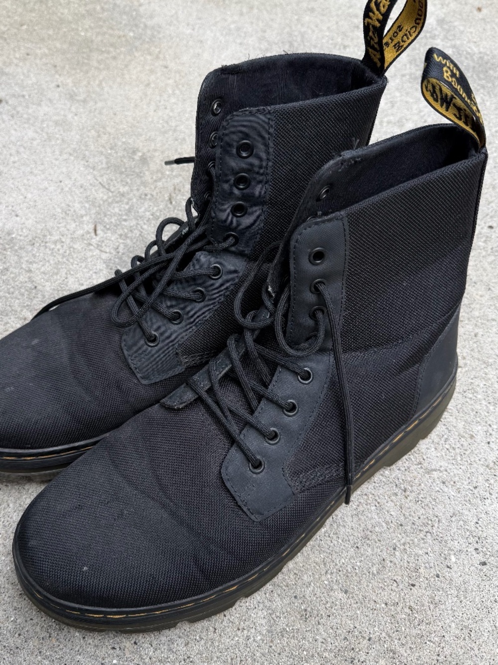 Dr Martens Combs Black Canvas Utility Combat Boots